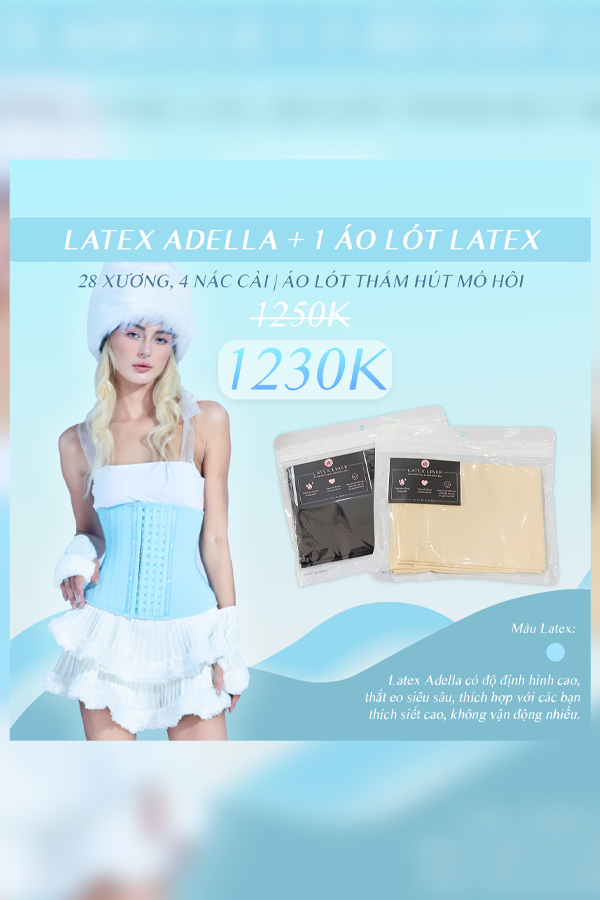 [Combo Adella + Liner] Latex 28 Xương Kép & Áo Lót Màu Nude